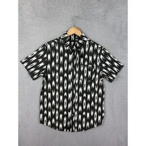 Edgar + Ash Shirt Mens Small Black Geometric Short Sleeve Button Casual Men New
